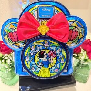 Loungefly Disney Stained Glass Snow White Mini Backpack AND Matching Ears